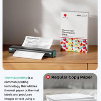 Phomemo Portable Printers Wireless for Travel, M08F Thermal Bluetooth Printer Support for 8.5"x11" US Letter, Small Inkless Printer Compatible with iOS, Android, Laptop for Car, Office, Home