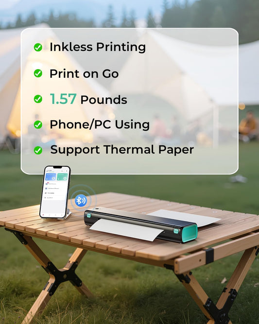 Phomemo Portable Printers Wireless for Travel, M08F Thermal Bluetooth Printer Support for 8.5"x11" US Letter, Small Inkless Printer Compatible with iOS, Android, Laptop for Car, Office, Home